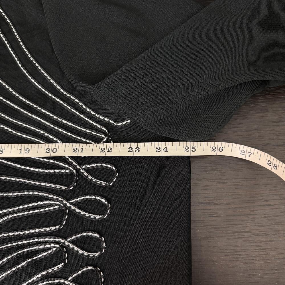 Ming Wang Cardigan Jacket Womens 1X Knit Embroidered Geometric Black Plus Size - Picture 9 of 11